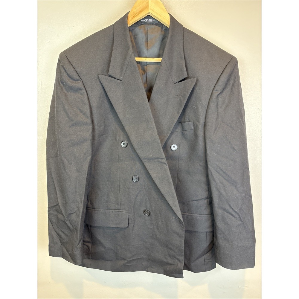 Carlo Pucci‎ Couture Wool Double Breasted Blazer Black Size 40
